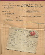 170723 - LETTRE - PERFORE VF VENOT FRERES Horlogerie Montre Déesse 1908 - Lettre Bon De Commande - PEYROUSE Montignac 24 - Lettres & Documents