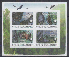 N13. Comoro Islands MNH 2009 Fauna - Animals - Bats - WWF - Imperf - Fledermäuse