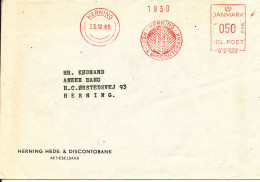 Denmark Bank Cover With Meter Cancel Herning 23-12-1965 (Herning Hede & Discontobank) - Lettres & Documents