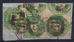 GRANDE BRETAGNE Ca.1847: 4x Le Y&T 7 Sur Fragment, Obl. "Londres 51 Dans Un  Cercle", Très Forte Cote - Used Stamps