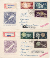 Czechoslovakia To Latvia 1963 Spaceship/Vaisseau Registered Full Set 2 FDC's - Lettres & Documents