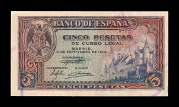 España Spain 5 Pesetas 1940 Pick 123 Serie J Sc Unc - 5 Pesetas