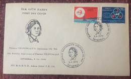 TURKEY,TURKEI,TURQUIE ,150.BIRTDAY ANNIVERSARY OF ,FLORENCE NIGHTINGALE , 1970 ,FDC - Lettres & Documents