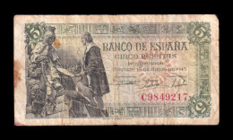 España Spain 5 Pesetas Capitulaciones 1945 Pick 129a Serie C Bc F - 5 Pesetas