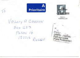 68179 - Dänemark - 1998 - 4,50Kr Margarete EF A LpBf FYNS POSTCENTER PORTO-KONTROLLEN -> PSKOV (Russland) - Lettres & Documents