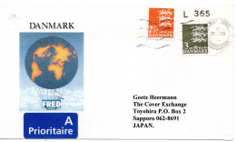 68192 - Dänemark - 2000 - 3Kr Wappen M Marginalnr MiF A LpBf KOEBENHAVNS POSTCENTER -> Japan - Lettres & Documents