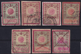 AUSTRIA 1910 - 7 Stempelmarken ... - Revenue Stamps