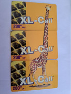 BELGIUM PHONECARDS  GIRAFFE / XL -CALL/  PUZZLE CARDS 3X PURPLE     ** 14186** - Ohne Chip