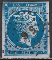 Dotted 56 On GREECE 1862-67 Large Hermes Head Consecutive Athens Prints 20 L Blue To Greenish Blue Vl. 32 B / H 19 B - Oblitérés