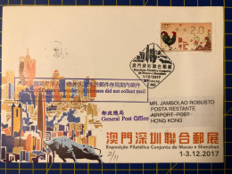 ATM LABEL-YEAR OF THE COCK\ROOSTER- EXPO COVER OF THE MACAU PHILATELIC CLUB - Distributori