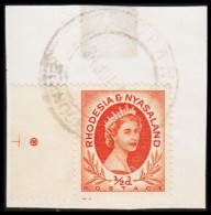 1956. RHODESIA & NYASSALAND. Elizabeth ½ D Cancelled LUPANI 24 JUL 55. On Small Piece.  (Michel 1) - JF535036 - Rhodesien & Nyasaland (1954-1963)