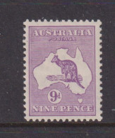 AUSTRALIA - 1929-30 Kangaroo 9d Watermark Multiple Crown Over A  Hinged Mint - Nuovi
