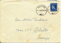Finland Cover Sent To Sweden Kajaani 7-10-1952 Single Franked (A Little Tear In The Right Side Of The Cover) - Covers & Documents