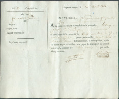 Bulletin D'expédition (imprimé) Des Forges De BEAUFORT Le 16 Août 1814 Pour Envoi Par Diligence De 21 Barres De Fer De P - ...-1852 Voorfilatelie