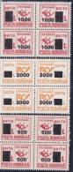 Romania 2001 Postage Due Post Horn TAX Portomarken Surcharged IN BLOCK OF FOUR, MNH - Postage Due