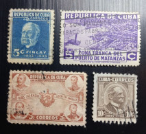 Cuba –  Lot 4 Timbres 1934 à 1954 – Politiciens, Poste Aérienne ’’Matanzas ‘’ , American Democracy & Patriots - Oblitérés