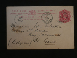 BW7 INDIA   CARTE ENTIER   1909 RANCHI A  GAND BELGIUM     + AFF. INTERESSANT++ - 1902-11  Edward VII