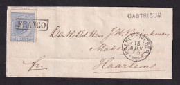 531 DT - Enveloppe TP Wilhelm Cachet Ambulant HAARL.-HELDER 1875,FRANCO, Griffe Non Encadrée CASTRICUM - Ferrovie