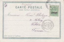 BRITISH LEVANT 1905  Postcard Sent  From Constantinople To Millery Rhone - Levante Britannico