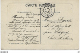 Carte Voeux 1913 Du Cercle Militaire De Lyon Vers Ecole D'Alembert A Montevrain Par Lagny TAD " LYON GARE - Rhone " - Otros & Sin Clasificación