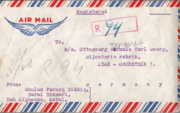 ! 3 R-Zettel + 1 Einschreiben 1955, Airmail Cover, Kabul, Afganistan, Nach Idar-Oberstein - Afghanistan