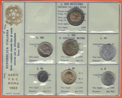 ITALIA - 1993 - Divisionale Con Monete Circolanti - FDC/UNC - Jahressets & Polierte Platten