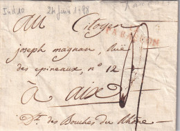 France Marque Postale - 12 / TARASCON En Rouge - Avec Texte - 1798 - 1701-1800: Précurseurs XVIII