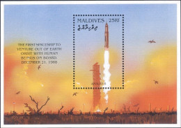 Maldives 1996 Exploration Spatiale, Apollo 8, Fusées, Astronaute, M/s MNH - Altri & Non Classificati