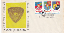 RESITA- HUNEDOARA- GALATI STEEL FACTORIES TRIANGLE, SPECIAL COVER, 1980, ROMANIA - Briefe U. Dokumente