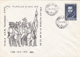 NICOLAE BALCESCU, 1848 TRANSYLVANIAN REVOLUTION, SPECIAL COVER, 1978, ROMANIA - Storia Postale