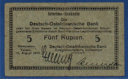 GERMAN EAST AFRICA - P.31 – 5 Rupien 15.08.1915 F+, S/n B 61208 - Deutsch-Ostafrikanische Bank