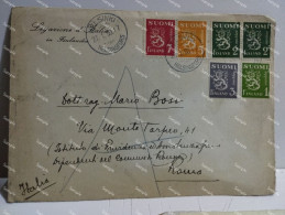 Finland Suomi Cover 1950 To Italy 6 Stamps - Covers & Documents