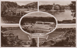 SCARBOROUGH MULTI-VIEW - REAL PHOTOGRAPHIC POSTCARD - MINIATURE RAILWAY - BATHING POOL - ETC - YORKSHIRE - Scarborough