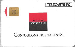 CARTE-PRIVEE-1990-D395-SO2-Série 4 Pe 4037-SOCIETE GENERALE-CONJUGUONS NOS TALENTS--R° Mat-1500Ex-UTILISE-TBE - Privadas