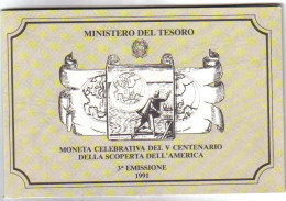 Italy Italia 500 Lire 1991 Scoperta Dell'america Fdc - Jahressets & Polierte Platten