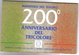 ITALIA  Italy 1997 10000 Lire 200° Anniversario Del Tricolore  Fdc - Jahressets & Polierte Platten