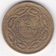 Protectorat Français. 5 Francs 1946 - AH 1365. Bronze -Aluminium, Lec# 312 - Túnez