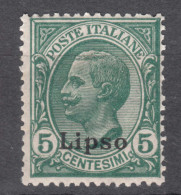 Italy Colonies Aegean Islands Egeo Lipso (Lisso) 1912 Sassone#2 Mi#4 VI Mint Hinged - Ägäis (Lipso)