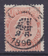 Belgium Perfin Perforé Lochung Big 'R' 1893 Mi. 53, 10c. Leopold II. CELLE 1896 Cancel (2 Scans) - 1909-34