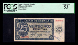 España Spain 25 Pesetas Burgos 1936 Pick 99a Serie C Ebc/+ Xf/+ - 25 Pesetas