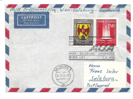 2244m: Österreich 1963, AUA- Eröffnungsflug Wien- Salzburg- Innsbruck Am 1.5.1963 - Erst- U. Sonderflugbriefe