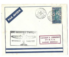 !!! DAHOMEY, LETTRE DU 2 MARS 1937, 1ER VOYAGE AÉROMARITIME POUR DAKAR, SÉNÉGAL - Briefe U. Dokumente