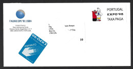 Rare EXPO'98 Fee-paid Letter From The Finland Expo'98 Lisbon 1998 Pavilion. Expo'98 Blue Mail. Gil With Postmark. - Lettres & Documents