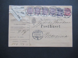 Dänemark 1903 Ziffern Im Rahmen Paketkarte Mit 4x 50 Öre Als Waagerechter 4er Streifen MiF - Covers & Documents