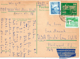 68566 - DDR - 1981 - 10Pfg Gr Bauten GAKte M ZusFrankatur KARL-MARX-STADT -> Bristol, CT (USA) - Lettres & Documents