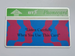 United Kingdom-(BTI040)-LISTEN CAREFULLY-(102)(20units)(322K94238)-(tirage-3.063)-(price Cataloge-6.00£-mint) - BT Interne Uitgaven