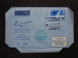 BW12 FRANCE   BELLE LETTRE AEROGRAMME  1976  1ER VOL CONCORDE  LONDON BARHEIM ++AFF.PLAISANT++    + - 1960-.... Brieven & Documenten