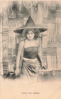 Birmanie - Jeune Fille Birmane - Chapeau Birman - Photo Francisc. Miss - Carte Postale Ancienne - Andere & Zonder Classificatie