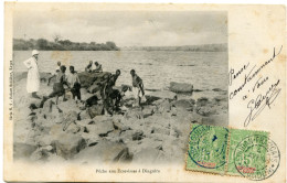 SOUDAN CARTE POSTALE -PECHE AUX ECREVISSES A DINGUIRA DEPART SOUDAN FRANCAIS 4 AVRIL 06 BOUGOUNI  TAXEE A L'ARRIVEE EN.. - Storia Postale