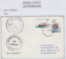 AAT  Ship Visit Lady Franklin Signature Ca Casey 1 FE 1983 (CS161) - Covers & Documents